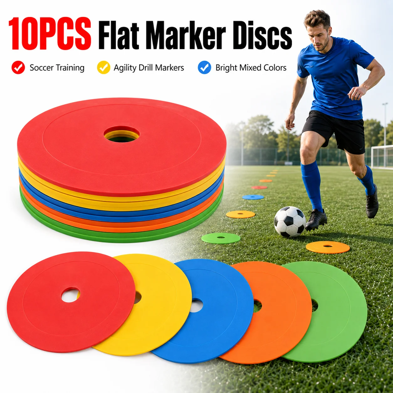 Football Training Cone - 10 قطع من أقراص التدريب على